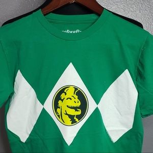 We Love Fine Green  Small PreOwned T-Shirt-Retro Green Power Ranger Costume Logo
